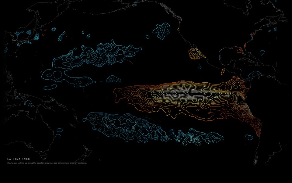 Gold and blue contours across a map of the Pacific